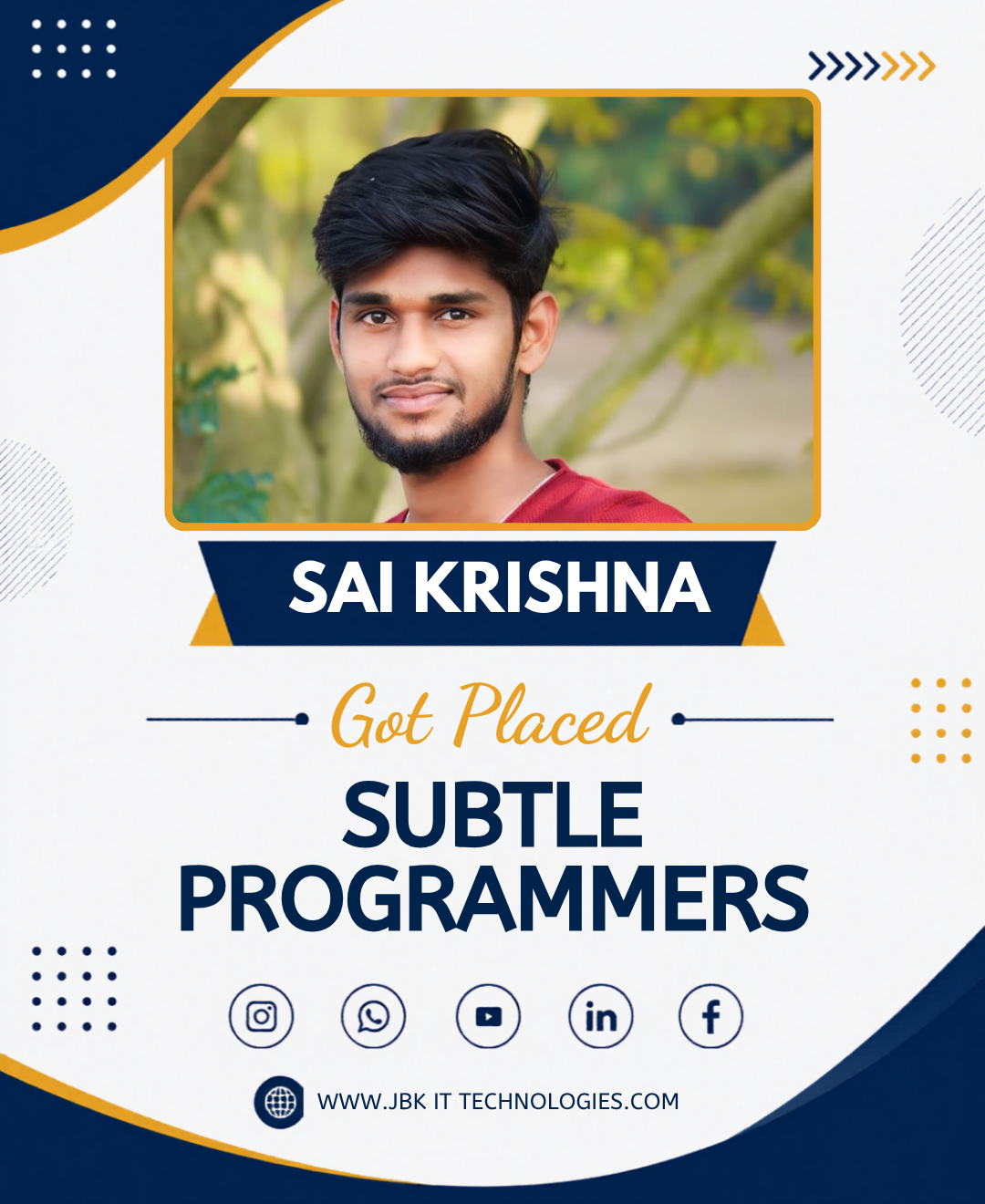 JBK IT technologies Placed students