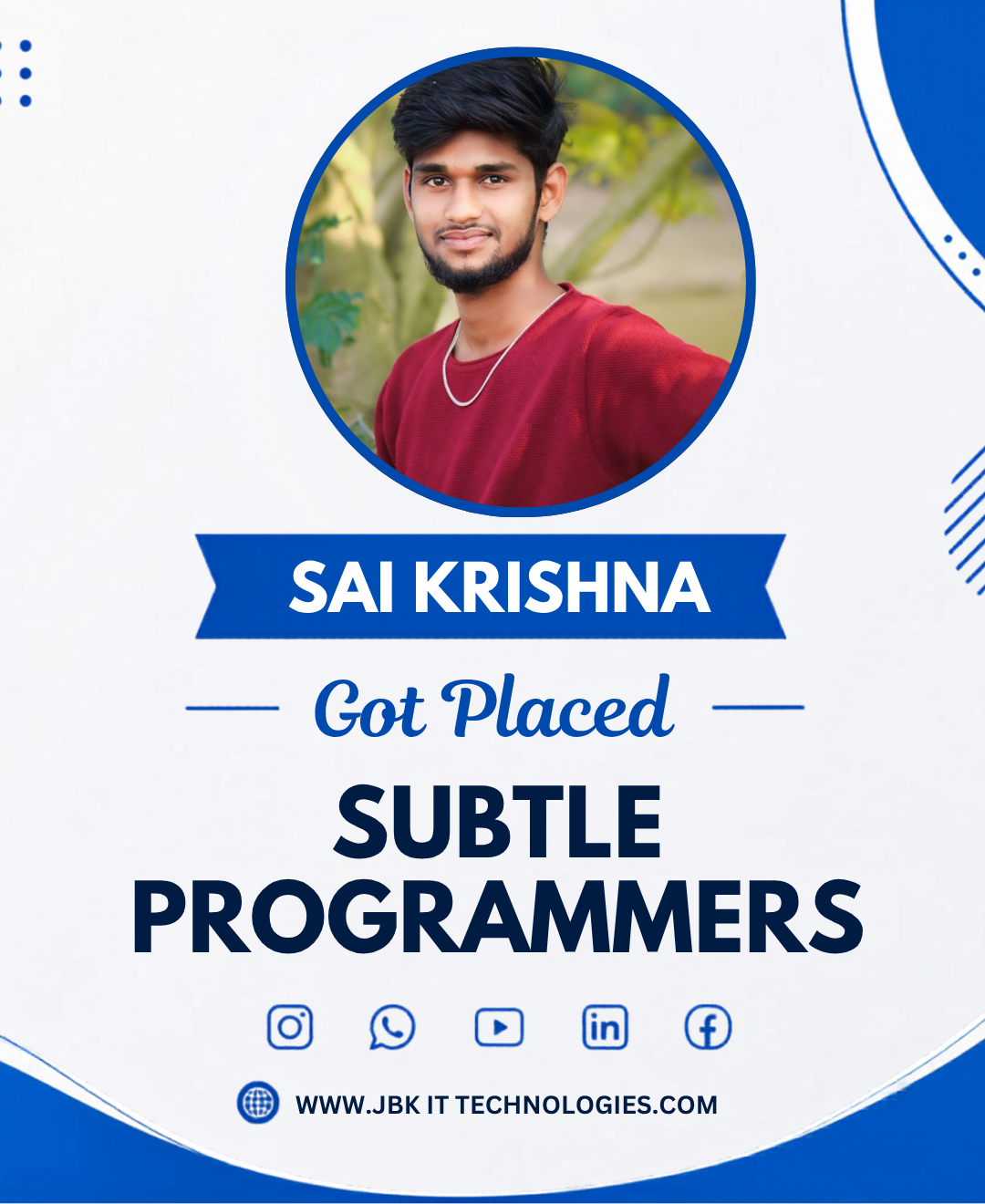 JBK IT technologies Placed students